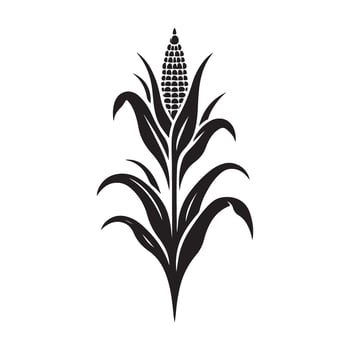 Corn Plant Silhouette Art for Agriculture and Nutrition Designs vector