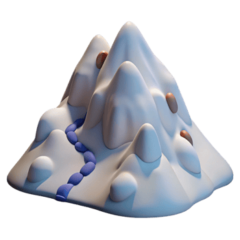 serene artistic Snowy Mountain with Ski Tracks Transparent Background high resolution png