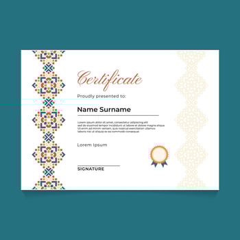 Certificate Template Design with Islamic Geometric Ornament Border vector
