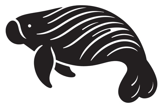 Black and White Manatee Illustration for Coastal Conservation Projects vector