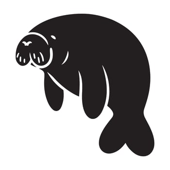 Manatee Silhouette Underwater Sea Cow Mammal Graphic vector