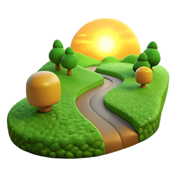 vibrant abstract Winding Dirt Road Through Green Field png