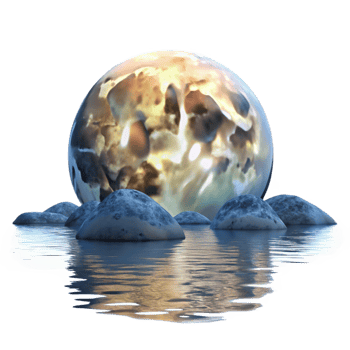 magnificent creative A Full Moon Rising over a Calm Lake Ether detailed png
