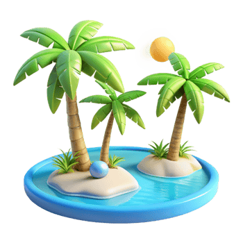 beautiful artistic A Tropical Beach with Palm Trees and Turq authentic png
