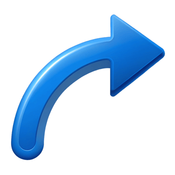 3D Blue Curved Arrow Icon Against a Transparent Background png
