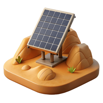 serene rustic Solar Panel Array Desert Landscape Cutout original png