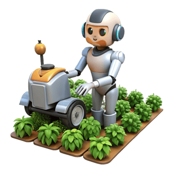 elegant modern A Futuristic Farming Robot Tending to Cro png