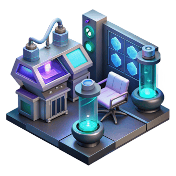 elegant modern A Futuristic Laboratory Filled with Glow premium png