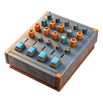 elegant vintage Sound Mixer Faders Up High Angle Cutout Transparent Background png