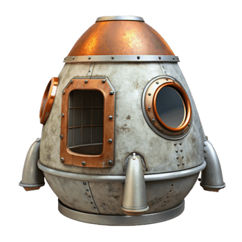 wonderful vintage Space Capsule Front View Cutout with Hatch Open original png