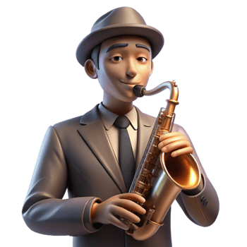 magnificent vintage Portrait of a Soulful Musician with a Sax 4K png