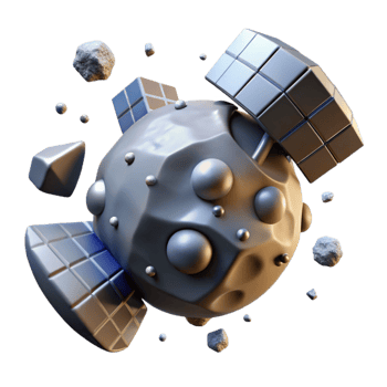 vibrant abstract Space Debris Satellite Fragment Isolated Graphic premium png