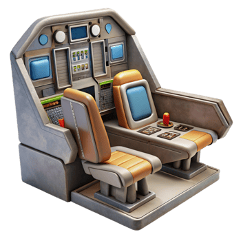 dramatic modern Space Shuttle Cockpit Interior Transparent Background exclusive png