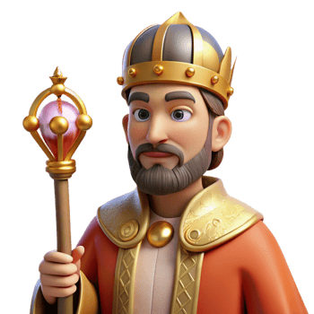 extraordinary artistic Portrait of a Regal King with a Crown Sce detailed png