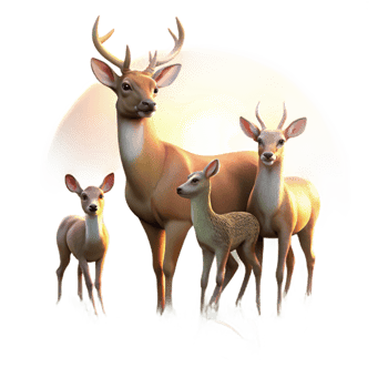beautiful creative Deer Family Grazing in Meadow exclusive png