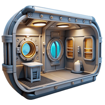 wonderful vintage Space Station Interior Module Cutout with Lighting Detail authentic png