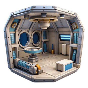 vibrant vintage Space Station Interior View Cutout png