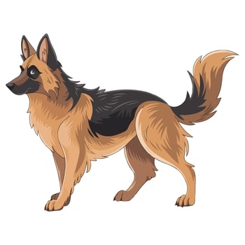 Cute Cartoon German Shepherd Dog vector