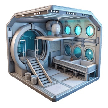 beautiful vintage Space Station Interior View Cutout detailed png