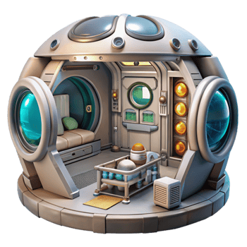 vibrant contemporary Space Station Interior View Cutout premium png