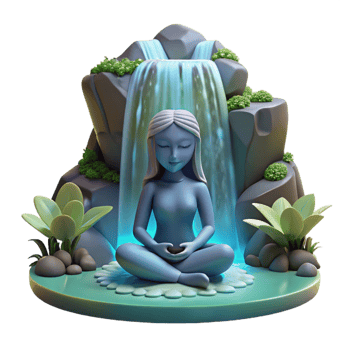 vibrant classic A Serene Dryad Meditating Under a Waterfa original png