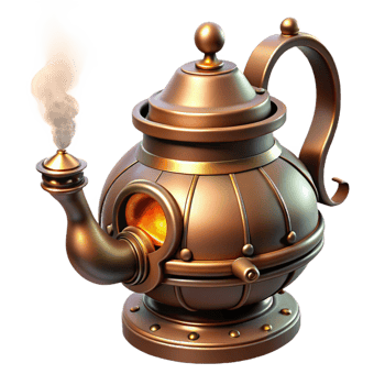 dramatic rustic A Steampunk Teapot with Intricate Spouts genuine png