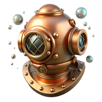 wonderful vintage A Steampunk Diving Helmet with Brass And premium png