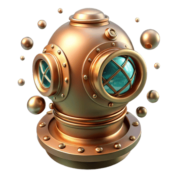 elegant abstract A Steampunk Diving Helmet with Brass And 4K png