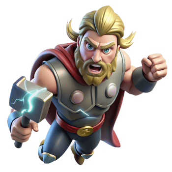 serene modern Thor Wielding Mjolnir Norse God of Thunder authentic png