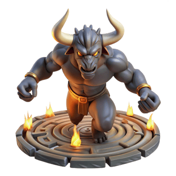 impressive abstract Minotaur Charging Through a Labyrinth professional png