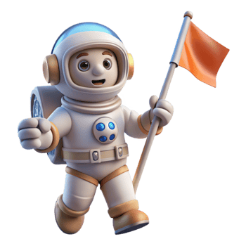 impressive rustic Spacewalk Astronaut Holding Flag Transparent Background high resolution png