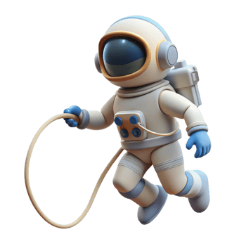 impressive artistic Space Walking Astronaut Cutout with Tether Line genuine png