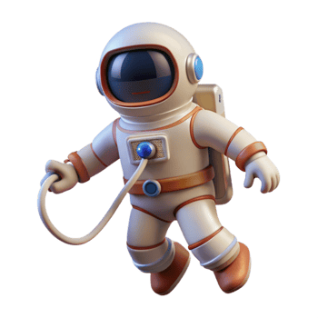 impressive contemporary Space Walk Transparent Background with Tethered Astronaut authentic png