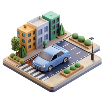 serene modern A Self Driving Car Navigating a Busy Int 4K png