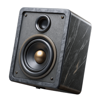 extraordinary modern Speaker Black Matte Finish Isolated with Perspective Angle detailed png