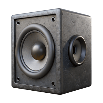 extraordinary minimalist Speaker Black Matte Finish Isolated with Perspective Angle exclusive png