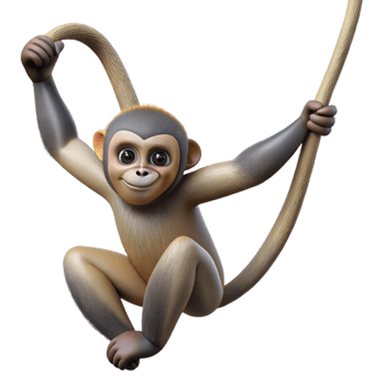 dramatic abstract Spider Monkey Swinging Through Trees Transparent Background detailed png