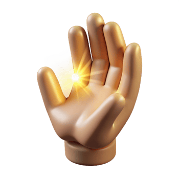 serene artistic Spiritual Hand Gesture with Light Cutout on Transparent Background high quality png