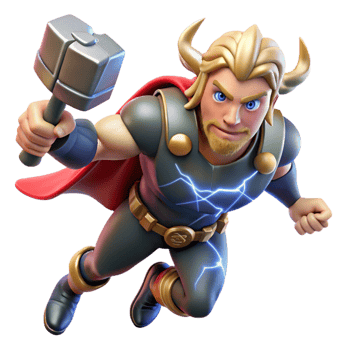 wonderful creative A Valiant Thor Wielding Mjolnir Lightnin detailed png