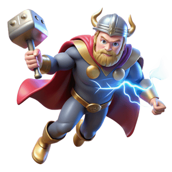 stunning vintage A Valiant Thor Wielding Mjolnir Lightnin premium png
