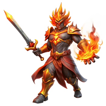 vibrant minimalist A Fiery Surtr Wielding a Flaming Sword A high quality png