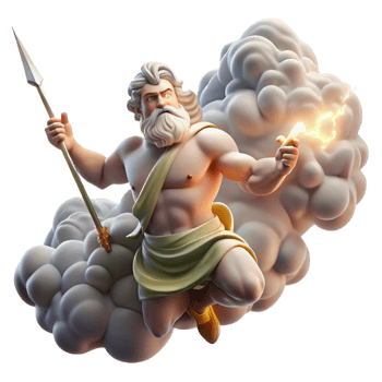 dramatic modern Zeus Hurling a Thunderbolt Clouds Swirli genuine png