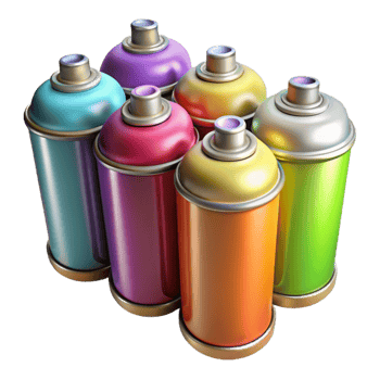 stunning vintage Spray Paint Can Row Multicolor Isolated on Transparent Background professional png