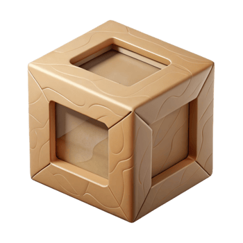 vibrant modern Square Cardboard Box with Open Lid Transparent Background detailed png
