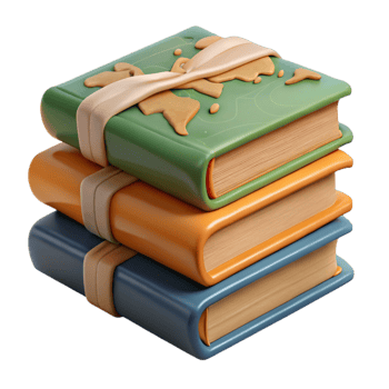 impressive minimalist Stacked Travel Books Cutout on Transparent Background png