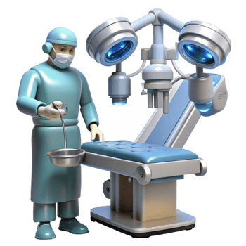dramatic traditional A Robotic Surgeon Performing a Complex Op professional png