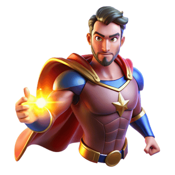 serene contemporary Portrait of a Powerful Superhero with a F genuine png