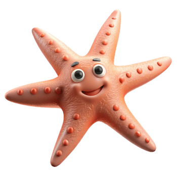 magnificent minimalist Starfish Arms Spread Wide Underwater Perspective Transparent Background png