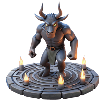 magnificent minimalist A Stoic Minotaur Standing in the Labyri professional png