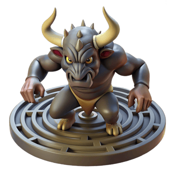 vibrant modern Minotaur Trapped in Labyrinth original png